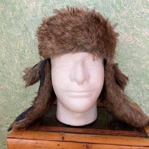 SA COMPANY navy trapper hat with faux fur, one size fits most but tight for adul